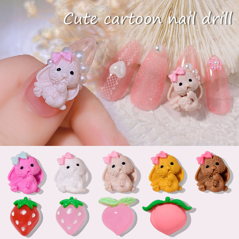 3dネイルパーツ いちご バレンタイン うさぎ デコパーツ ネイルパーツ