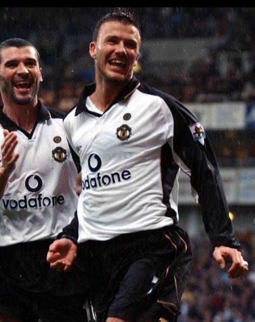 マンチェスターU（AWAY 100周年）01/02 長袖 ベッカム＃7 +