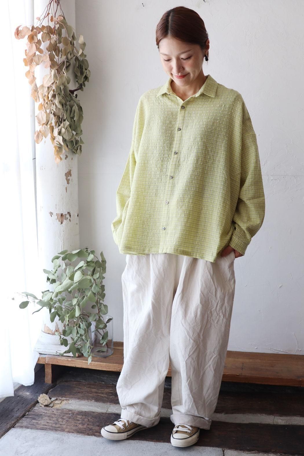 SALE＊【ichi Antiquite's】GINGHAM SHIRT | 繊細なウールガーゼが季節