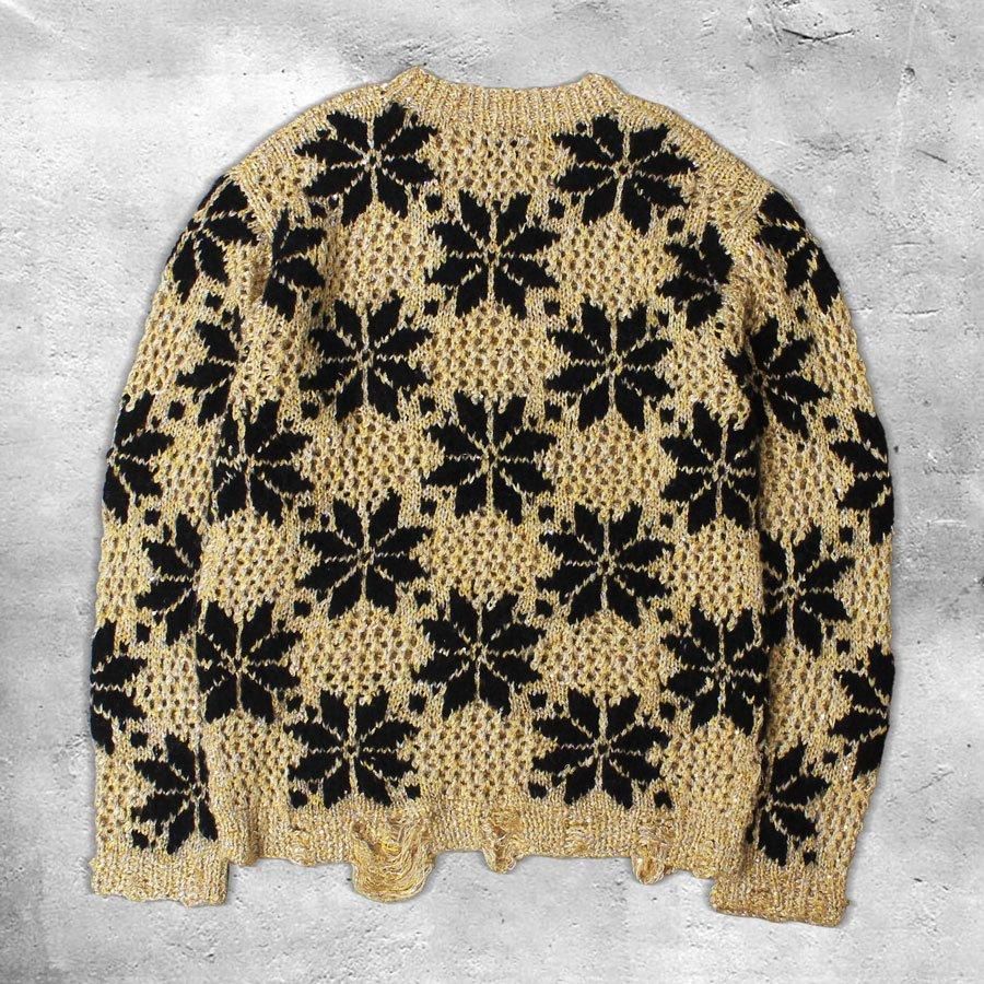 BED j.w. FORD Snow Pattern Crew Neck Knit (Beige) | bed j.w. ford