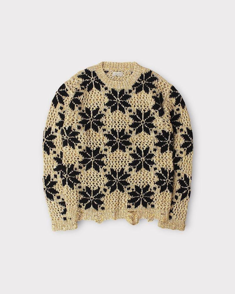 BED j.w. FORD Snow Pattern Crew Neck Knit (Beige) | bed j.w. ford