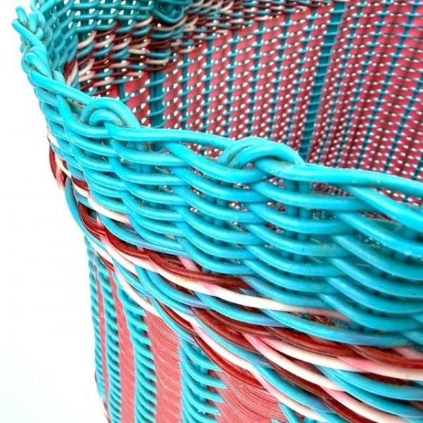 オアハカ メルカドバッグ | 丸紐 ブルー&レッド - メキシコ雑貨と