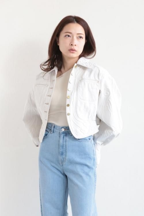 Mame Kurogouchi(マメ) Floral Embossed Short Denim Jacket