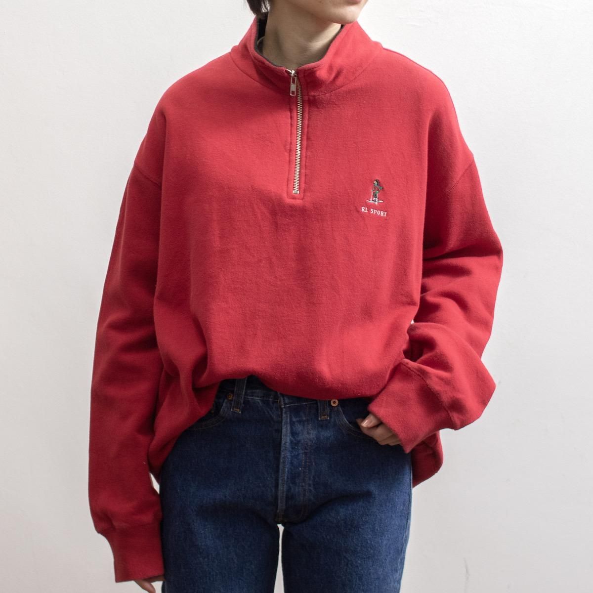 レディース] ラルフローレン ハーフジップ スウェット ベア刺繍 レッド