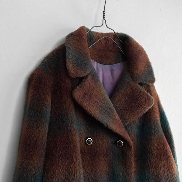 レディース] 70's ヴィンテージ オンブレチェック モヘアコート