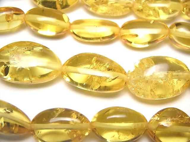 バルティックアンバー（琥珀） タンブル イエローカラー 1連