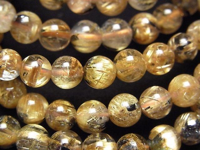 放射タイチンルチルクォーツ ラウンド6mm ブレスレット｜天然石ビーズ