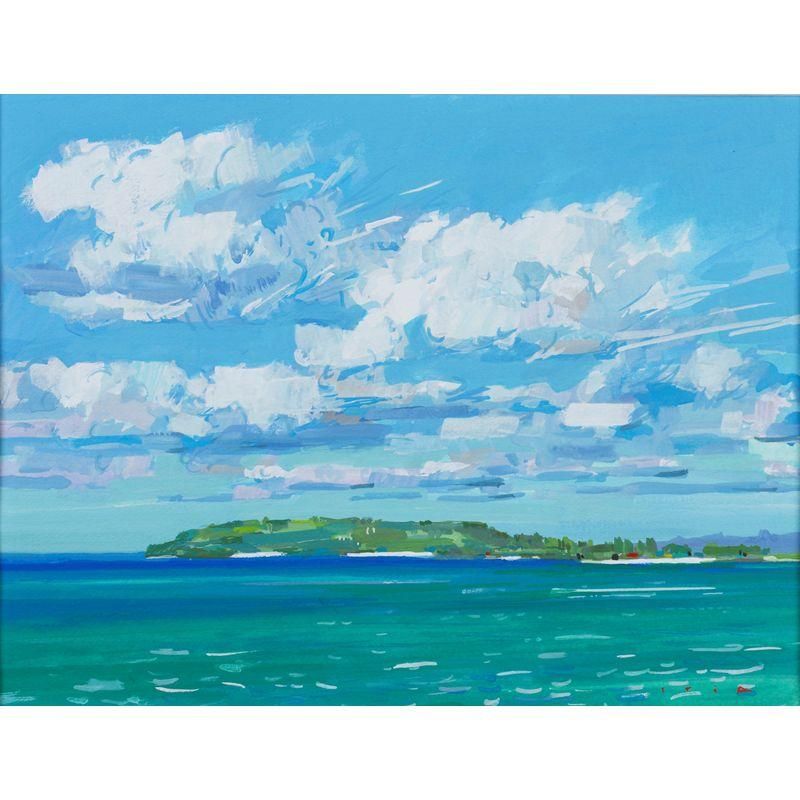入江英三 「南国の空と海」 ガッシュ4号大（23.5×31.0cm） - 一枚の繪