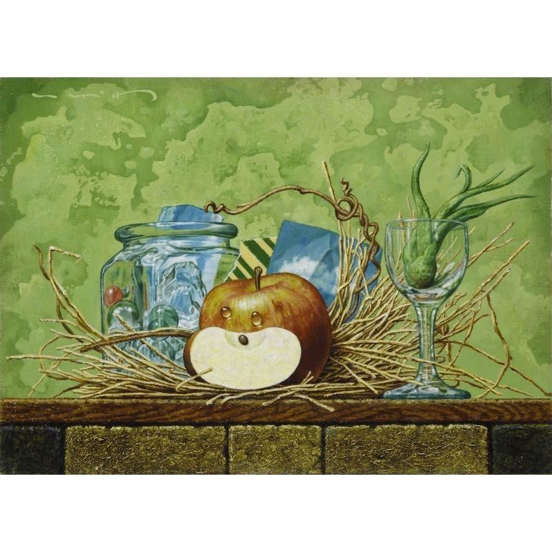 石川敏夫 「林檎のある静物」 油彩4号 - 一枚の繪オンラインショップ