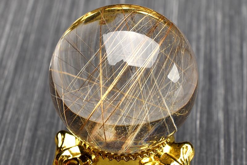 1点物】AAAA☆放射状針の輝き シルバールチルクォーツ 24mm 丸玉(台座