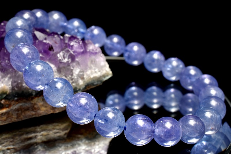 1点物】AAA+☆群青色の結晶 タンザナイト 7.5mm ブレスレット _MC719