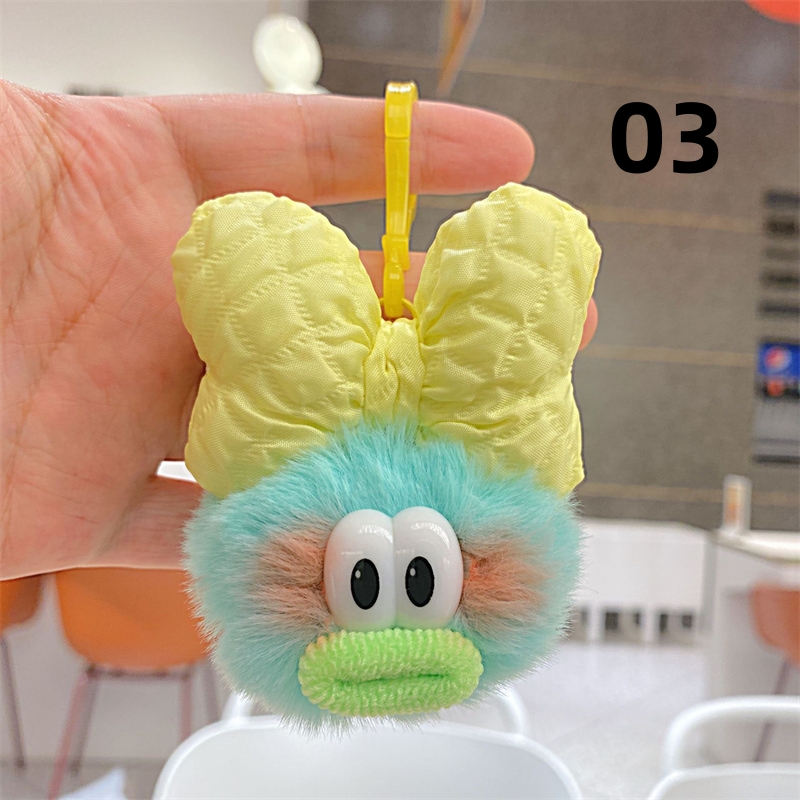 6色 ぬいぐるみキーホルダー 蝶結び 大きな目の人形 キーホルダー