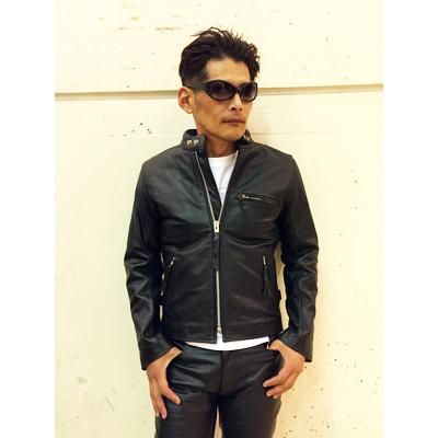 送料無料】シングルライダース（アクションプリーツ有り/ブラック）