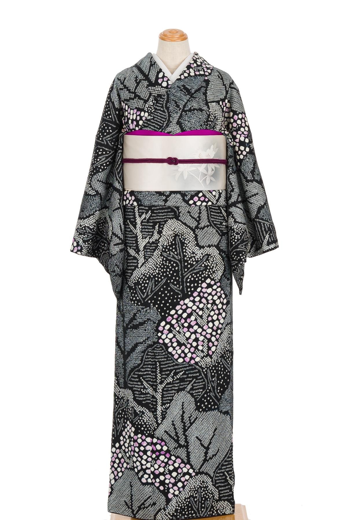 総絞り 訪問着 木々 - からん::アンティーク着物・リサイクル着物の