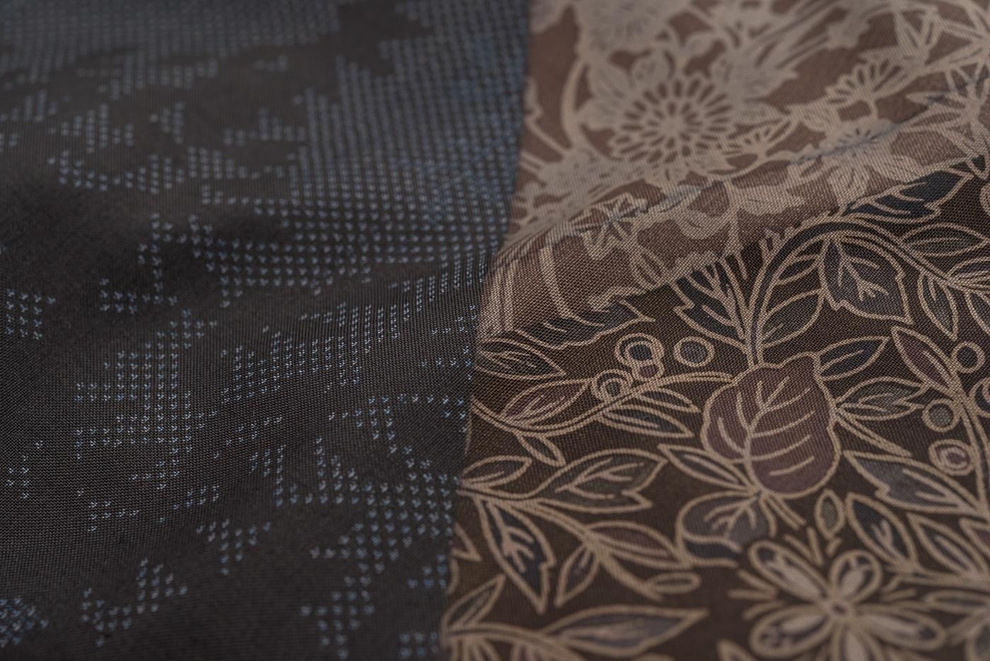 大島紬訪問着 草花模様 - からん::アンティーク着物・リサイクル着物の