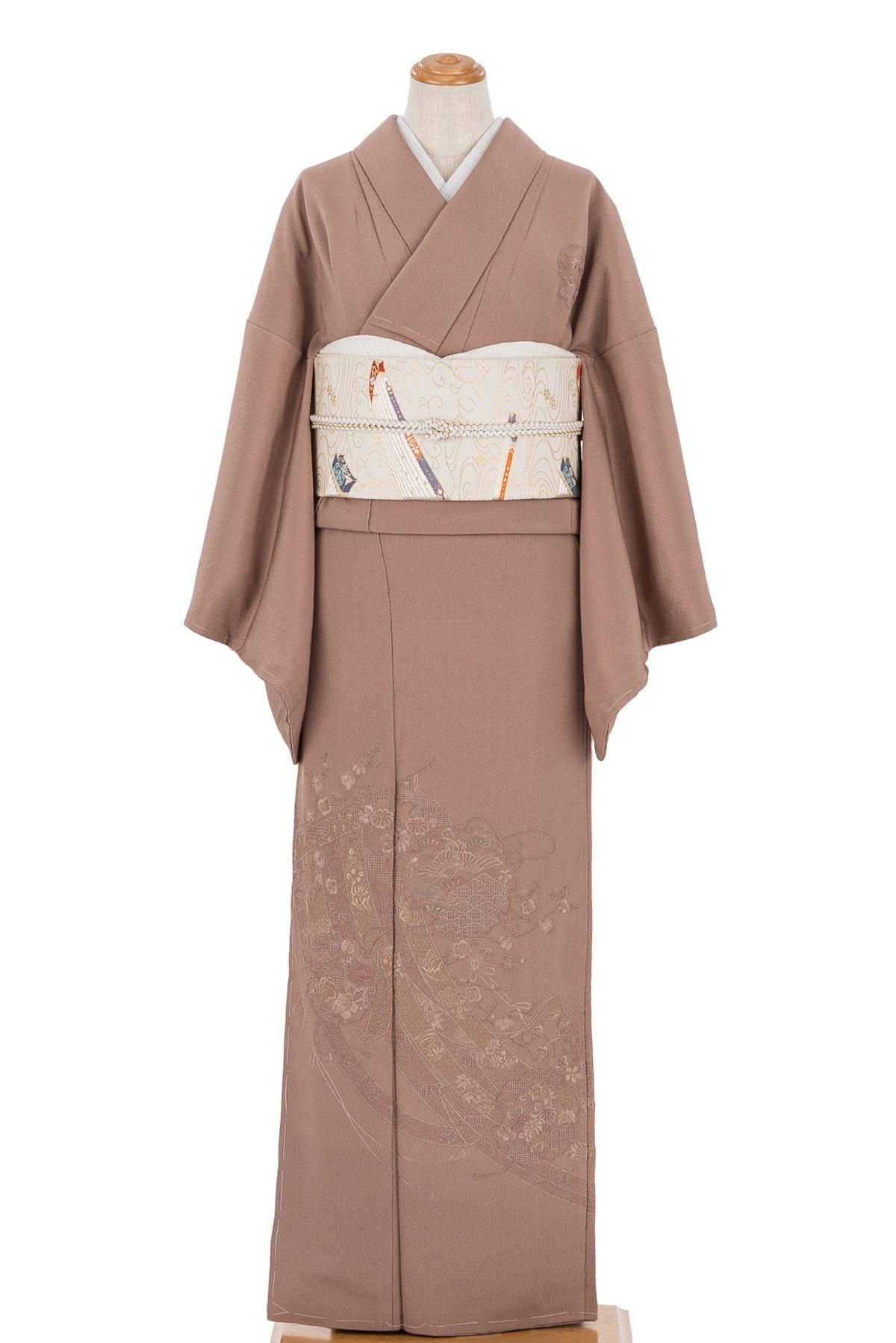 訪問着 汕頭刺繍 一つ紋 几帳 - からん::アンティーク着物・リサイクル