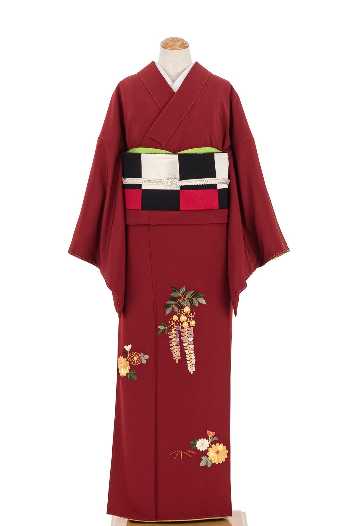 付け下げ 刺繍 菊と藤 - からん::アンティーク着物・リサイクル着物の