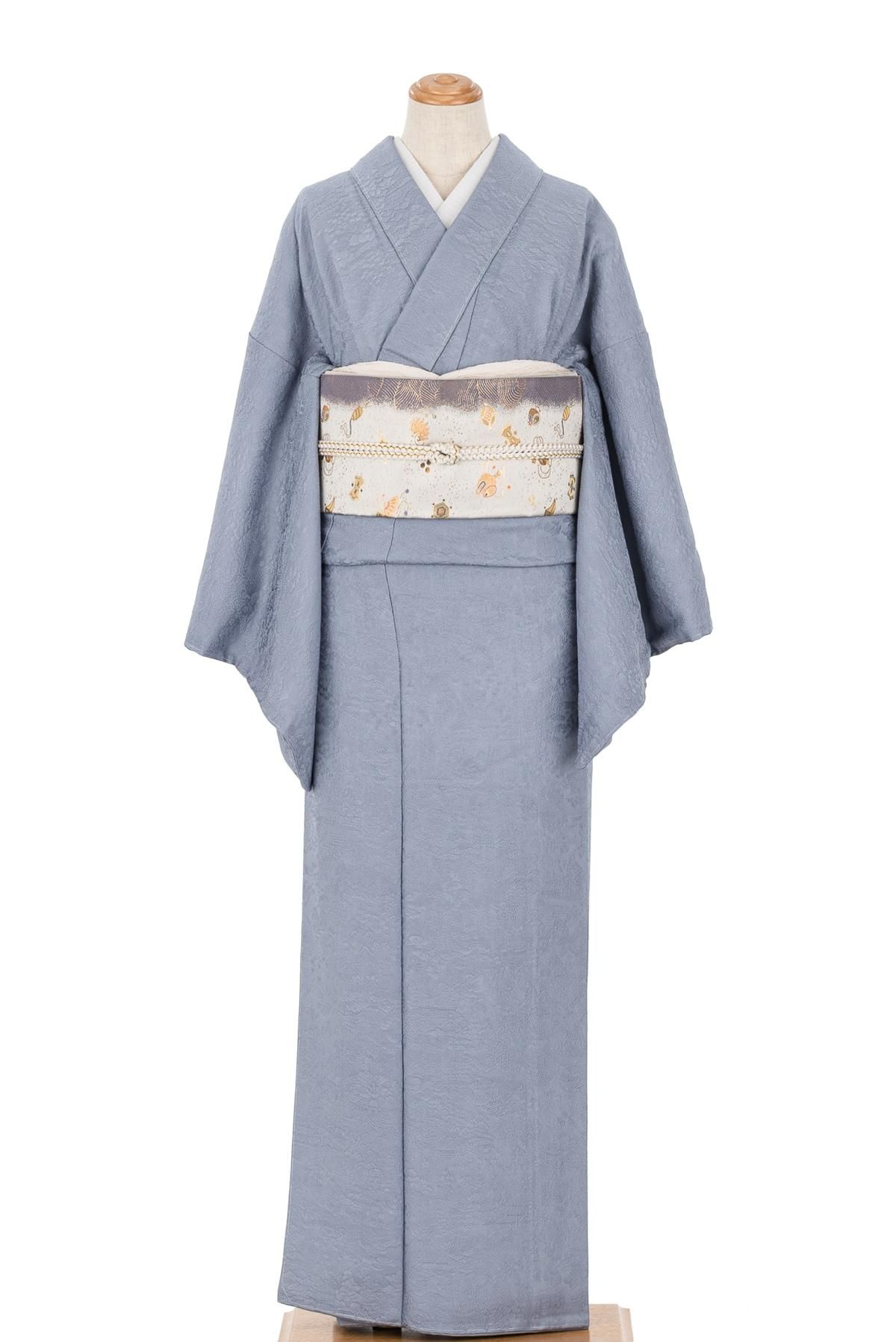 色無地 一つ紋 藤鼠 - からん::アンティーク着物・リサイクル着物の