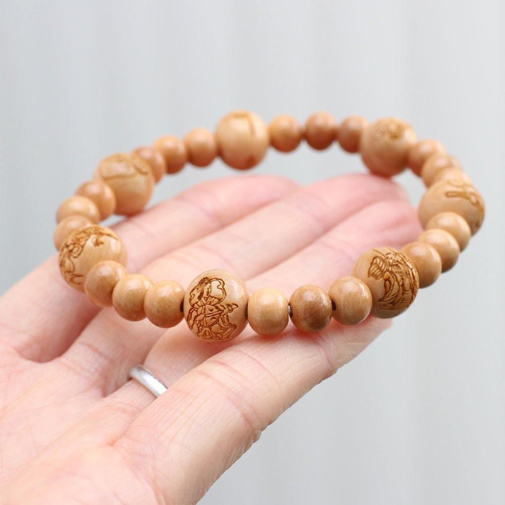 ≪特別価格≫七福神 彫刻 柘植 ブレスレット 108120100 - 数珠 京念珠