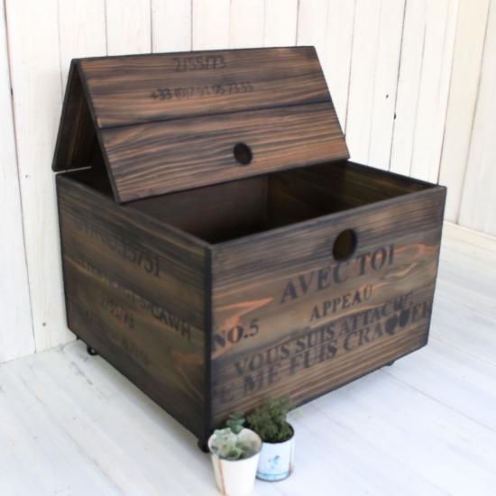 ヴィンテージ無垢材ボックス ローテーブル 収納ボックス