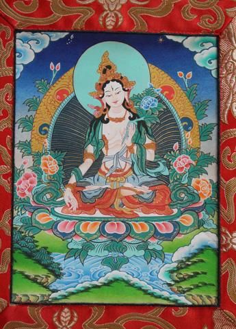 白多羅菩薩（ホワイトターラ布額付き） - 彩雲(さいうん)