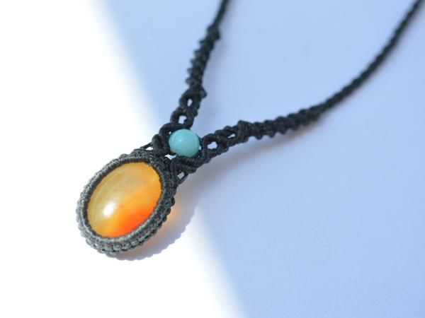 マクラメデザインネックレス／カーネリアン（インド産） - 貴石工房