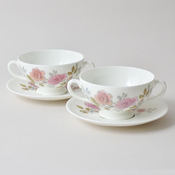 ビンテージ スープボウル＆ソーサー2個セット WEDGWOOD HARRORBY