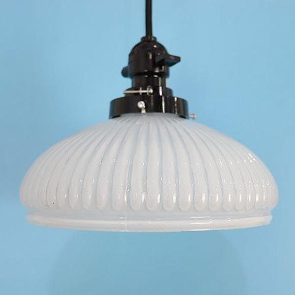 大正・昭和 電笠 電傘 ランプシェード 乳白 照明 レトロガラス 和電笠