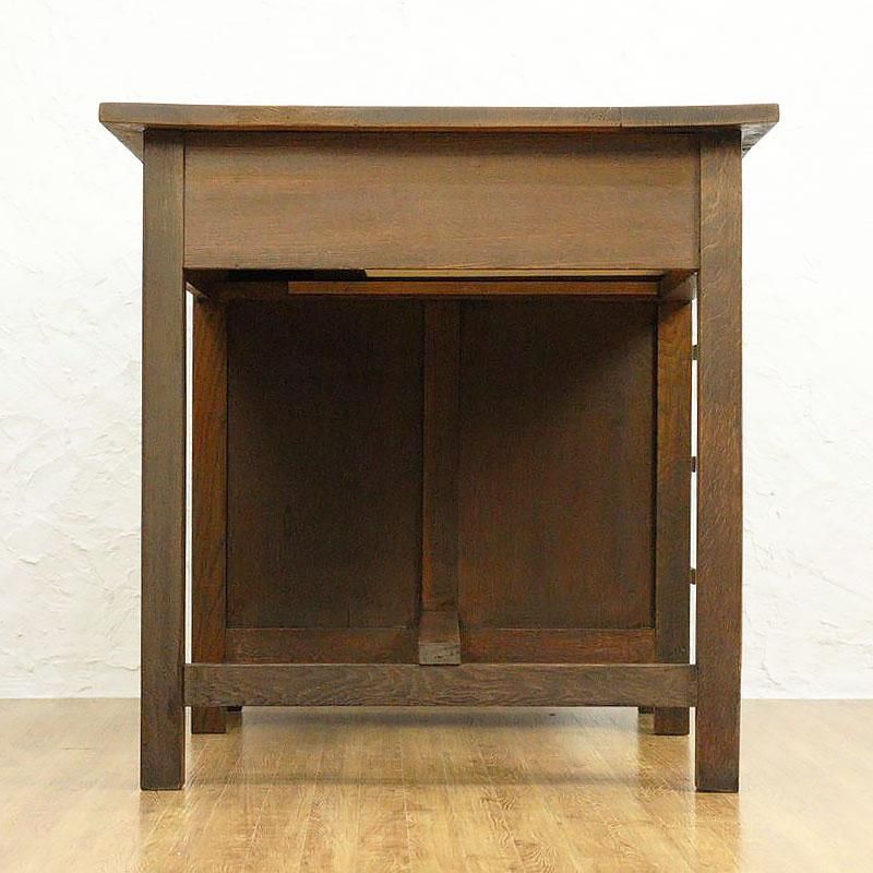 ナラ×ケヤキ材のレトロ片袖デスク｜幅106.5cm・収納力と実用性を備えた