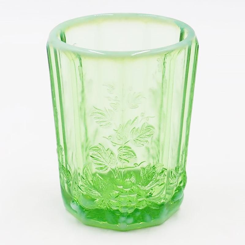 大正昭和初期 アンティーク緑ガラスコップ 和風ヴィンテージ