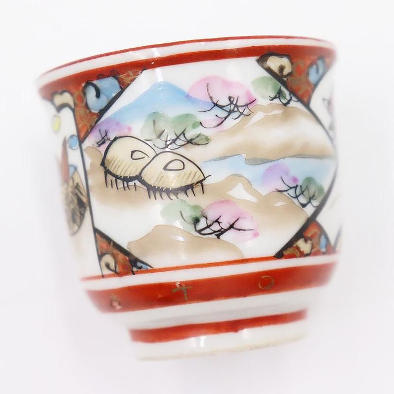 手描き 九谷焼 猪口 骨董アンティーク かわいいぐい呑み