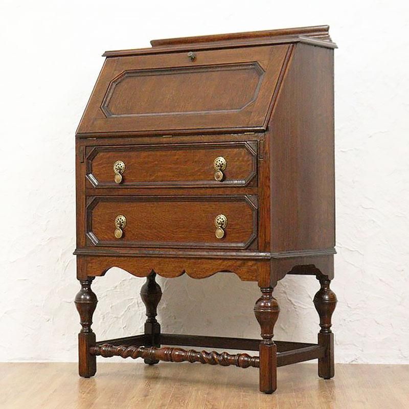 英国オーク材のアンティークビューロー｜幅73奥行43-72.5高さ110.5cm