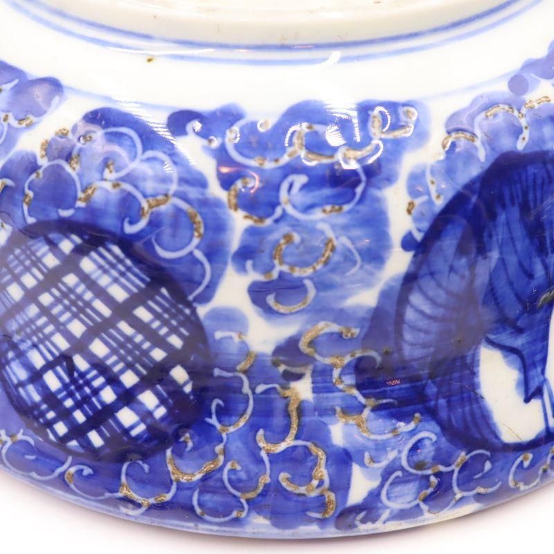 希少手描き染付三つ鉢入れ子飾り鉢｜明治時代アンティーク｜26×9.5cm