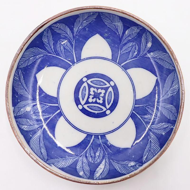 向付 染付 七福神 5客 明治 大正 昭和初期 銘 変形皿 小皿 その2 向付