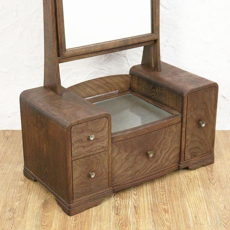 大正昭和初期 クワ材鏡台 鏡交換済み化粧台