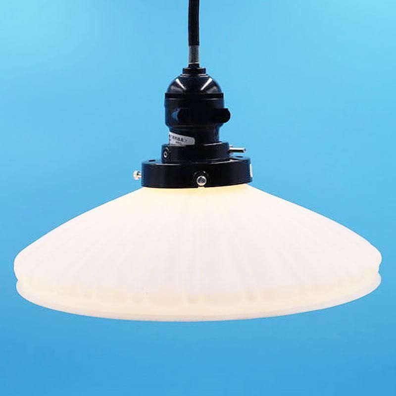 電笠 大正ロマン ガラス 乳白 ピンク 直径22cm