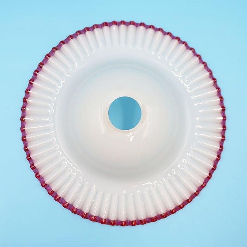 電笠 大正ロマン ガラス 乳白 ピンク 直径22cm