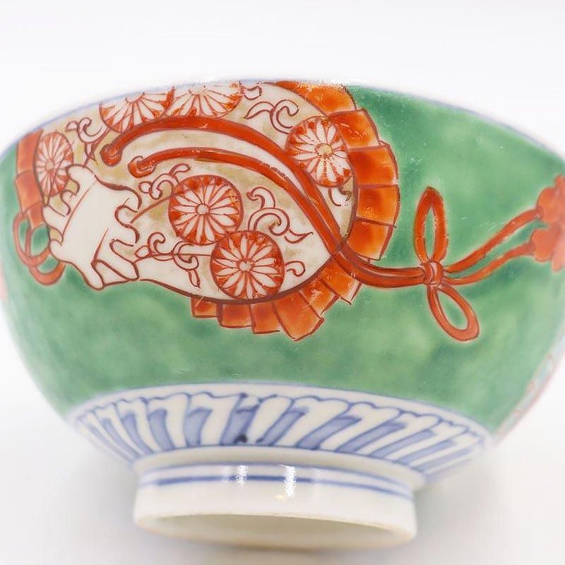 手描き色絵赤絵大蓋碗｜直径12.5 高さ8.5｜アンティーク和食器