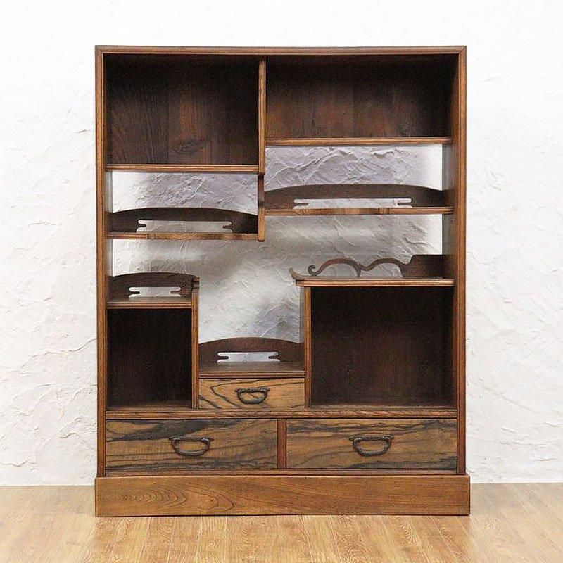 茶箪笥 日本製 ケヤキ 黒柿 大正昭和レトロ