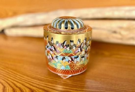 九谷焼 香炉 本金 百人一首 -百華園