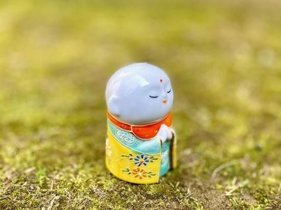 九谷焼 お地蔵様 地蔵 幸運 置物 デコ盛 黄色 3号-百華園