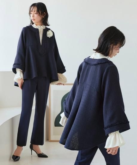 ツイードバックテールプルオーバー＆セミフレアパンツセットアップ