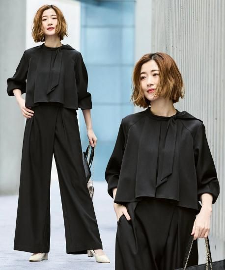ケープリボンラップワイドパンツセットアップ「PA1661」