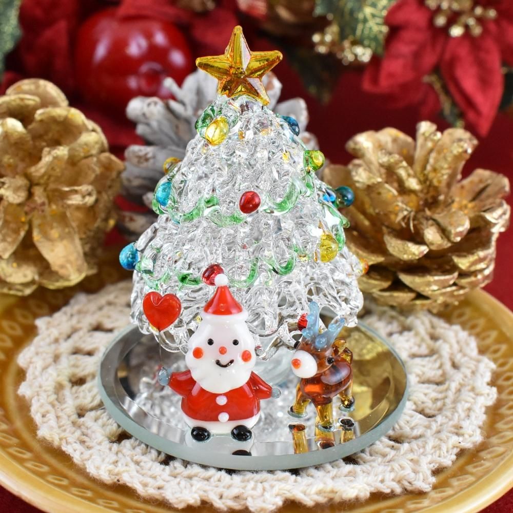 クリスマスガラス細工｜ミニカラフルツリーセット｜フォーカートグラス