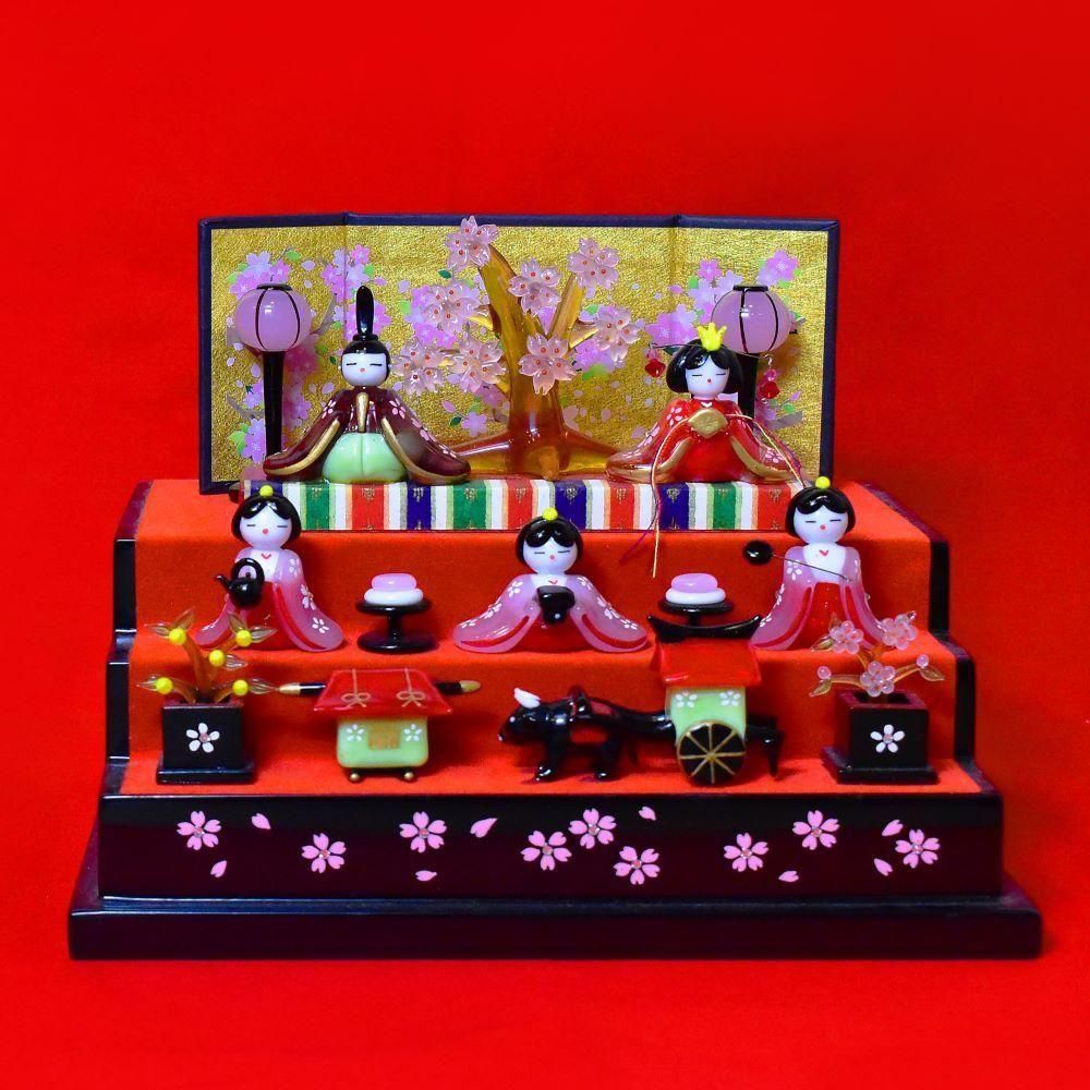 ガラス細工のお雛様｜桜舞い雛三段飾り｜フォーカートグラスワークス