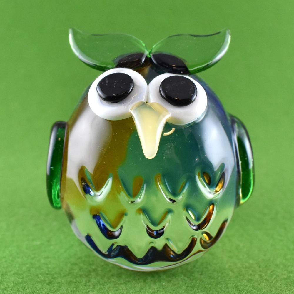 ウランガラス ふくろう 小物入れ 置物 ウランガラス ふくろう 小物入れ