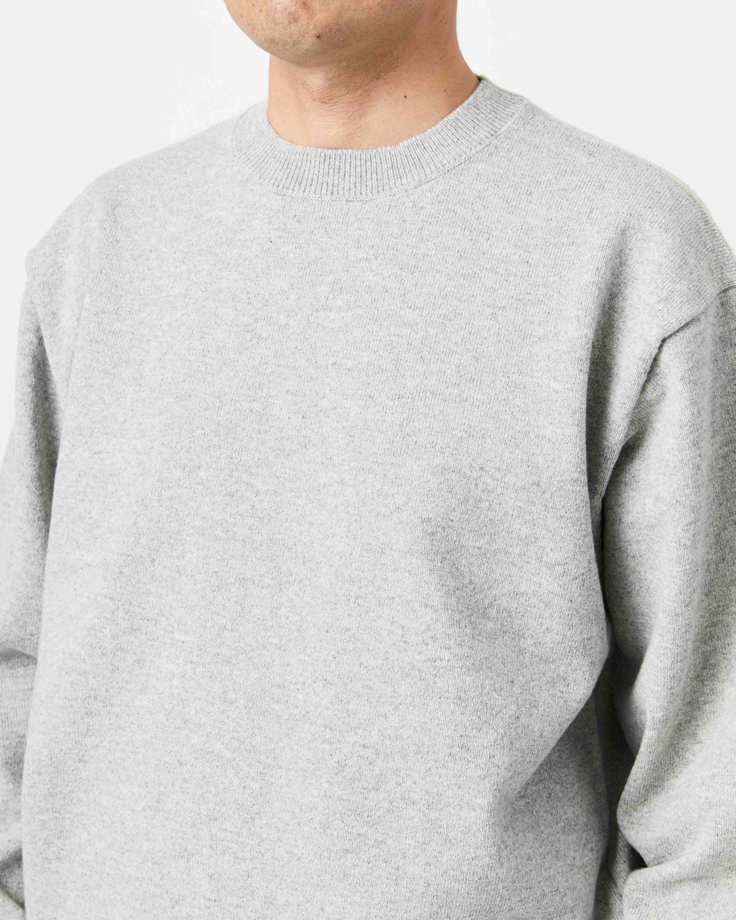 RIGID CASHMERE SWEATER Crew Neck Pullover - Top Gray - Yonetomi