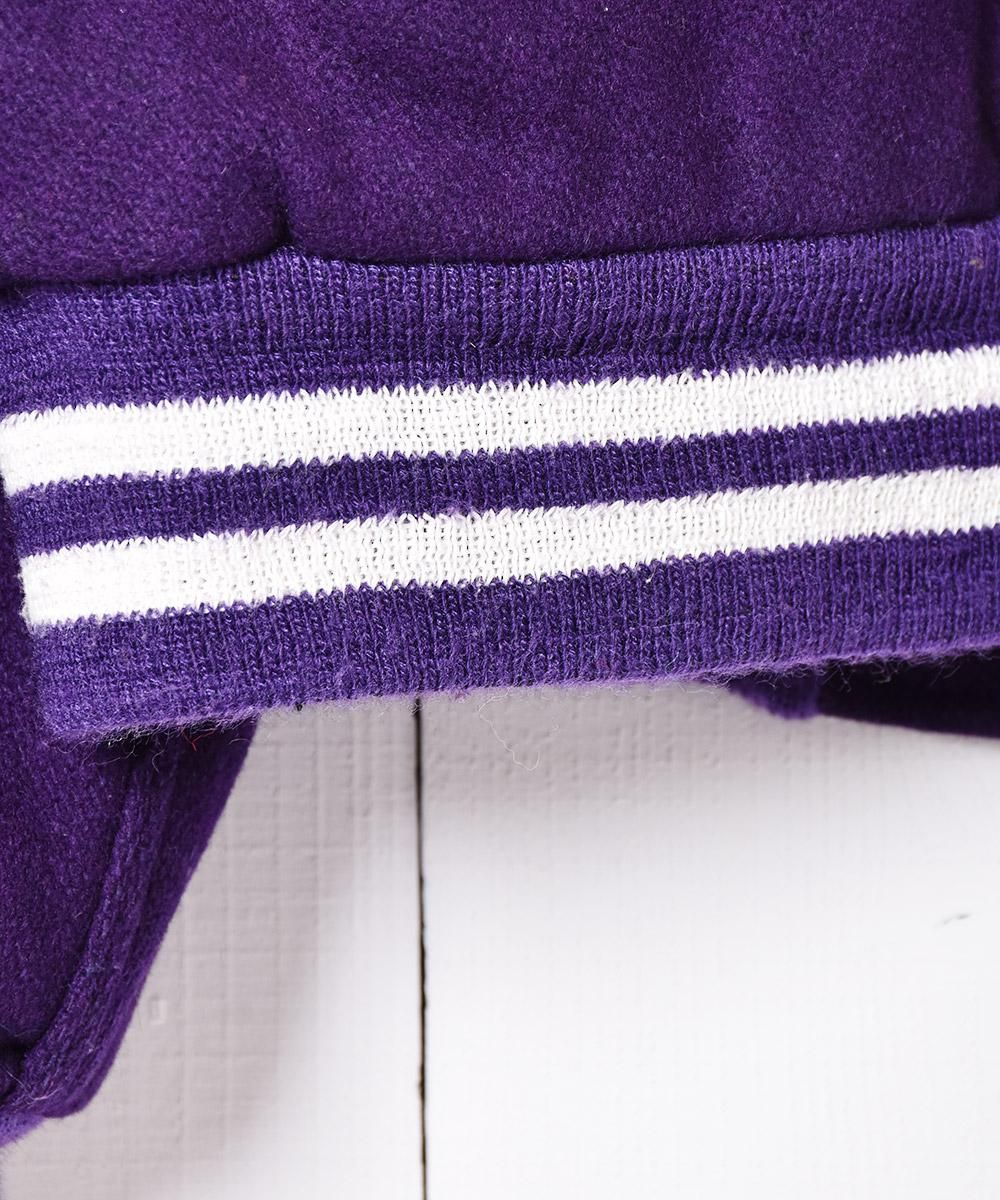 チェーン刺繍 メルトンスタジャン パープル - 古着屋グレープフルーツ