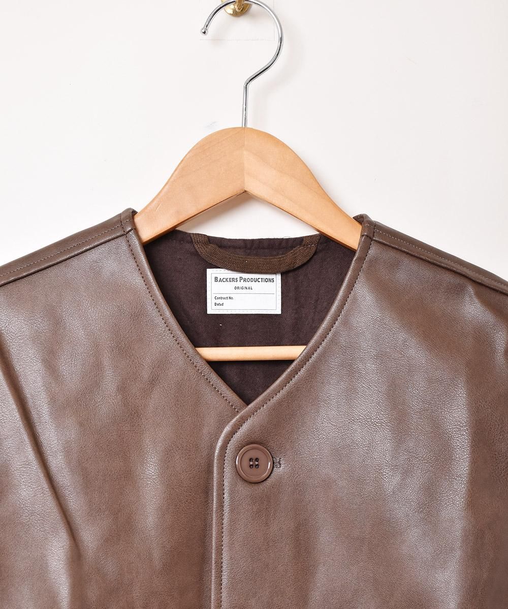 2色展開】「Backers」フェイクレザー ジャーキンベスト ブラウン