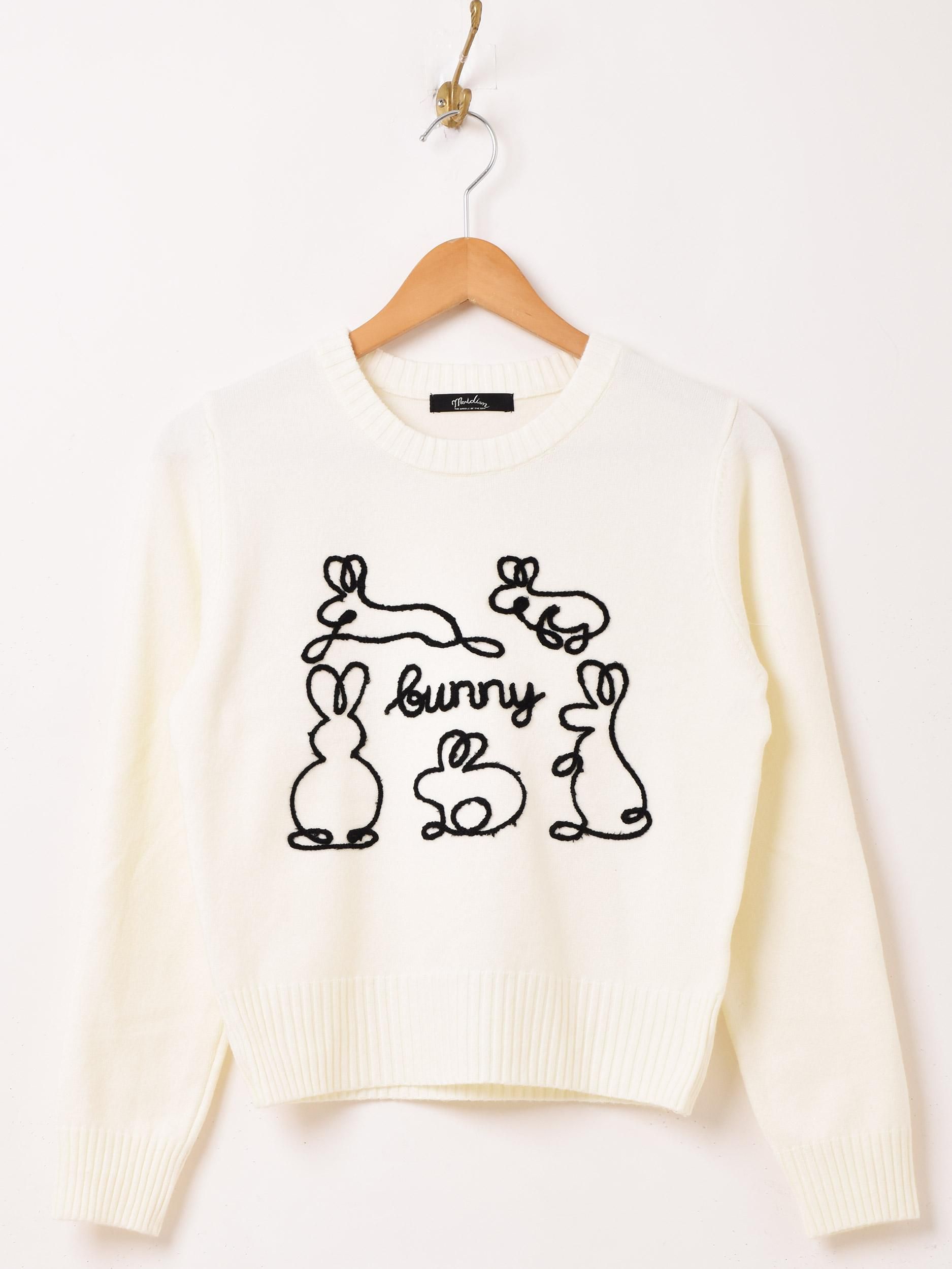 ウサギモチーフ刺繍セーター | Meridian - 古着屋グレープフルーツ